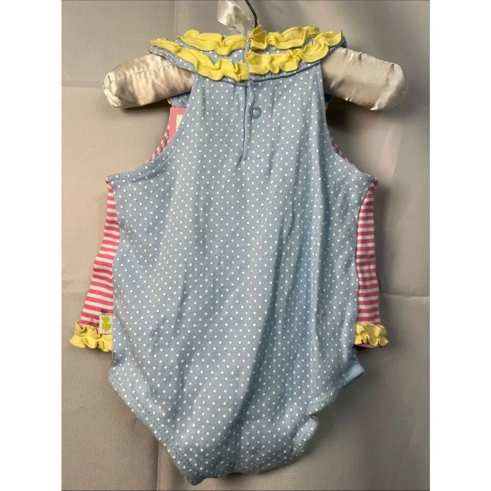 Duck Duck Goose dress with attached bodysuit pink and white with appliqué NWT